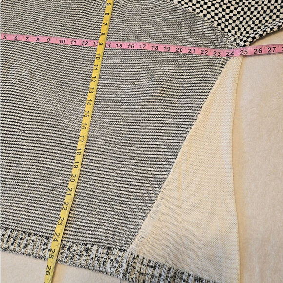 Sz 2X MODAMIX Black Cream Mixed Pattern Long-Slv Crew-Neck Lightweight Sweater - Picture 4 of 6